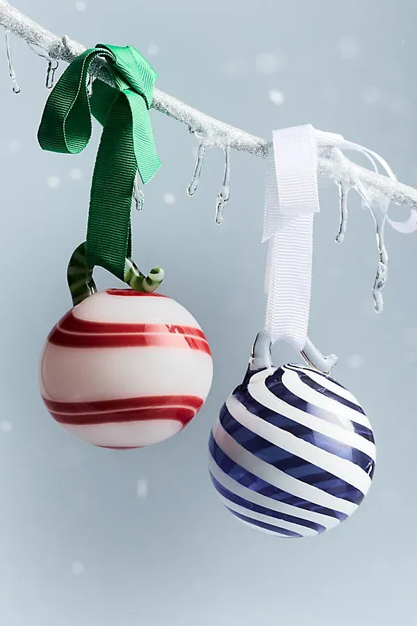 Swirled Glass Bauble Ornament - Blue, Borosilicate Glass by Anthropologie