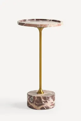 Swirling Marble Tall End Table - Orange, Marble product