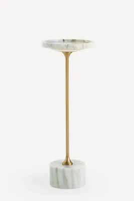 Swirling Marble Tall Side Table - Green, Marble product