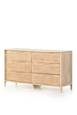 Sydney 6-Drawer Dresser - Beige, Cane & Wood product