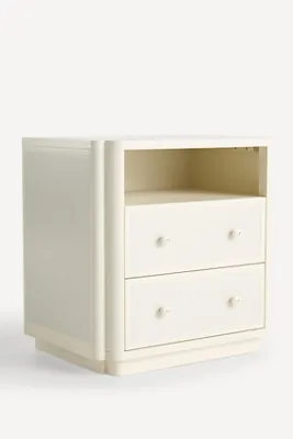 Tabitha Lacquer Two-Drawer Nightstand - Ivory, Ash product
