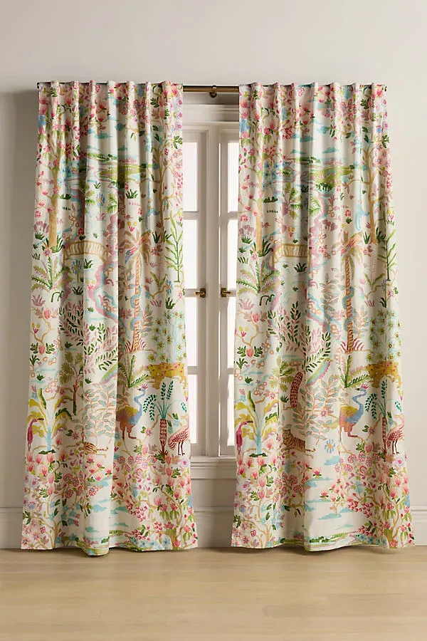 Tales Menagerie Printed Blackout Curtain - White, Organic Cotton product