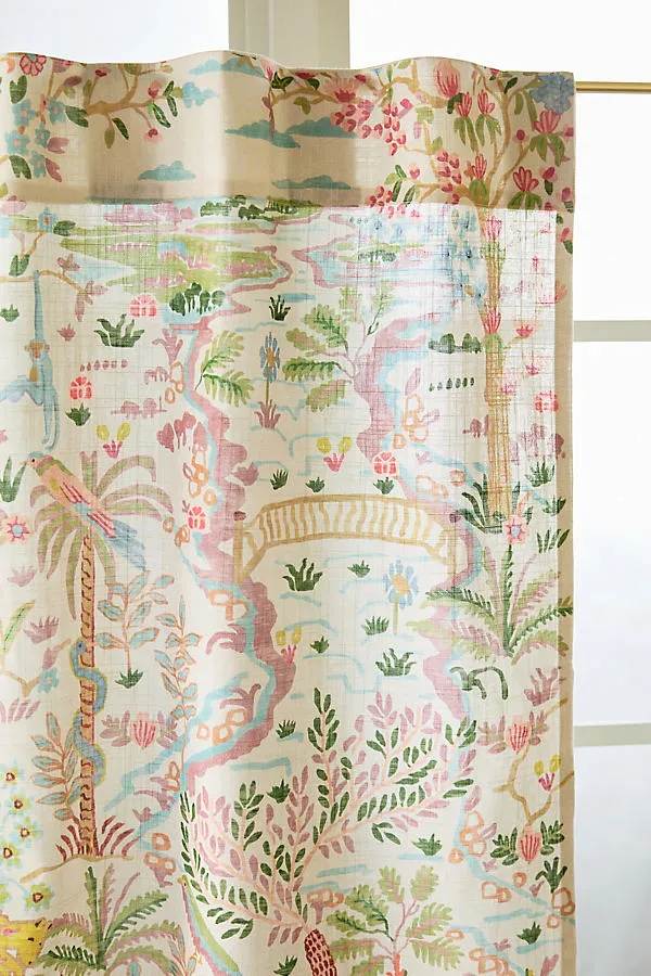 Tales Menagerie Printed Café Curtain Set of 2 - White, Organic Cotton product
