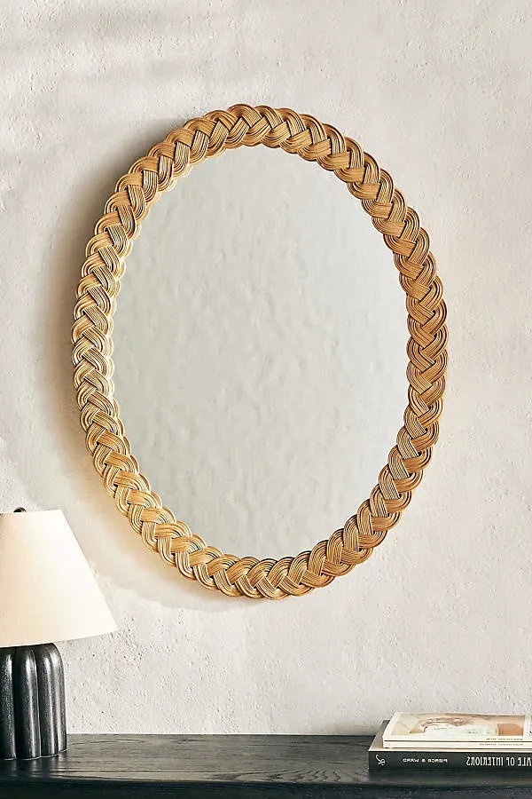 Tara Oval Wall Mirror - Natural Rattan by Anthropologie