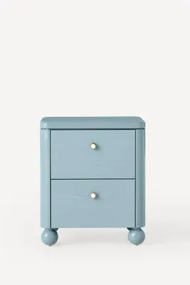 Tasha Lacquer Two-Drawer Nightstand - Blue by Anthropologie, alternate view