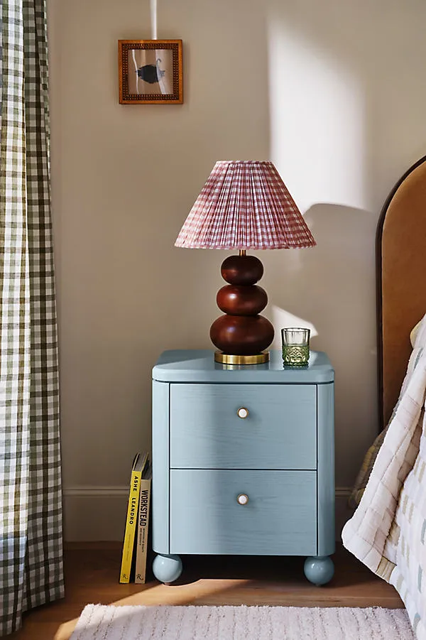 Tasha Lacquer Two-Drawer Nightstand - Blue by Anthropologie