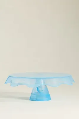 Tatu Swirled Glass Cake Stand - Blue by Anthropologie, alternate view