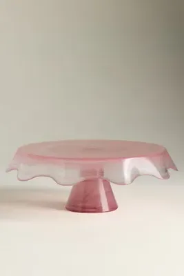 Tatu Swirled Glass Cake Stand - Pink by Anthropologie, alternate view