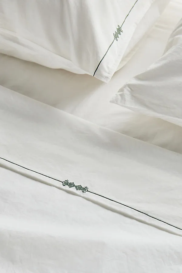Taylor Embroidered Sheet Set - Green, Organic Cotton Percale product