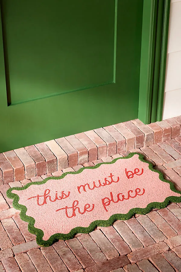 This Must Be the Place Scalloped Doormat - Pink, Coir product