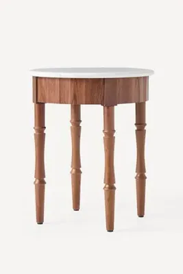 Thorne Wood Side Table - Brown, Marble alternate view