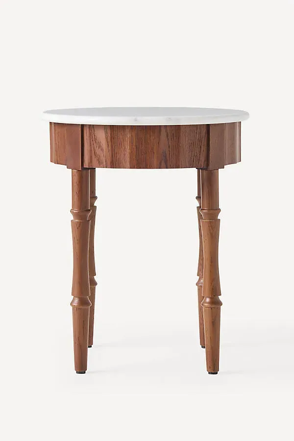 Thorne Wood Side Table - Brown, Marble product
