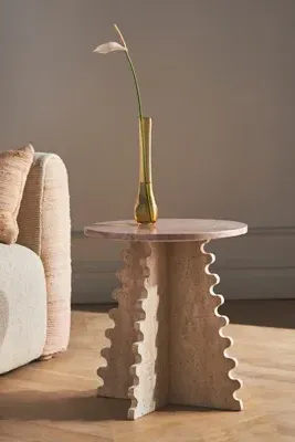 Tia Marble-Top Side Table - Beige product