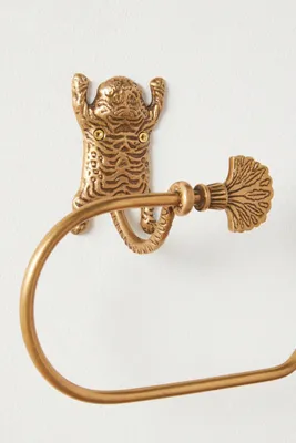 Tibetan Tiger Toilet Paper Holder - Gold, Brass product