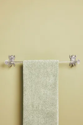 Tibetan Tiger Towel Bar - Silver, Cast Brass product