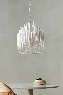 Tiered Tapers Chandelier - White, Iron product