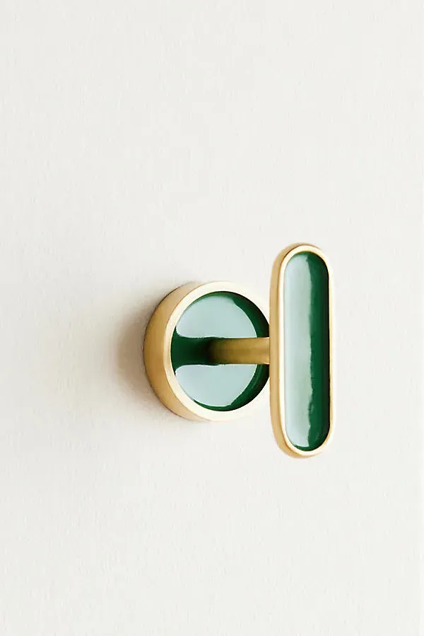 Toni Enameled Brass Bath Hook - Green by Anthropologie