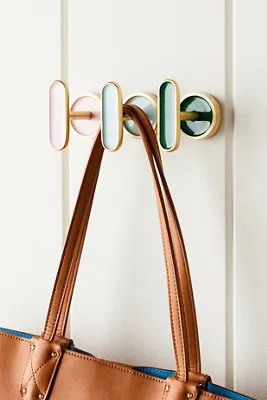 Toni Enameled Brass Bath Hook - Pink by Anthropologie, image 2