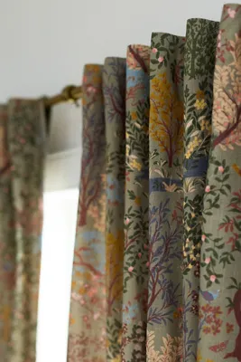 Topanga Printed Curtain - Green, Cotton by Anthropologie, image 2