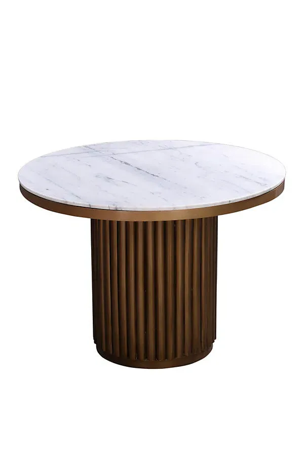 Torre Fluted Round Dining Table - Brown, Marble product