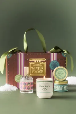 Travel Luggage Woody Gourmand Candle Gift Set - Cotton by Anthropologie, alternate view