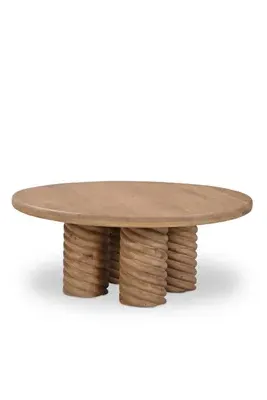 Treccia Round Coffee Table - Oak by Anthropologie, alternate view