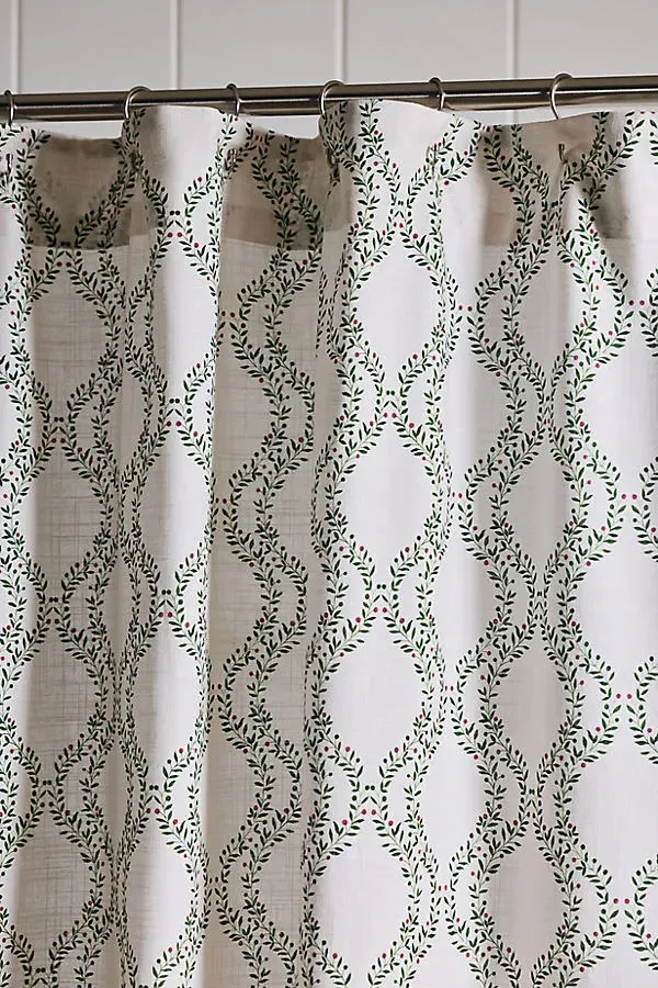 Tree Trellis Botanical Print Ruffle Shower Curtain - Cotton alternate view