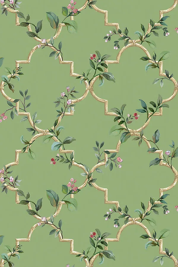Treillage Garden Botanical Wallpaper - Green product
