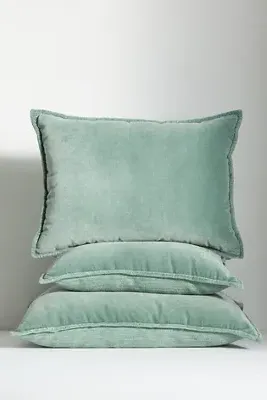 Trova Cushion - Green, Velvet, Linen by Anthropologie, image 2