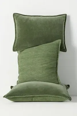 Trova Cushion - Green, Velvet, Linen by Anthropologie, image 2