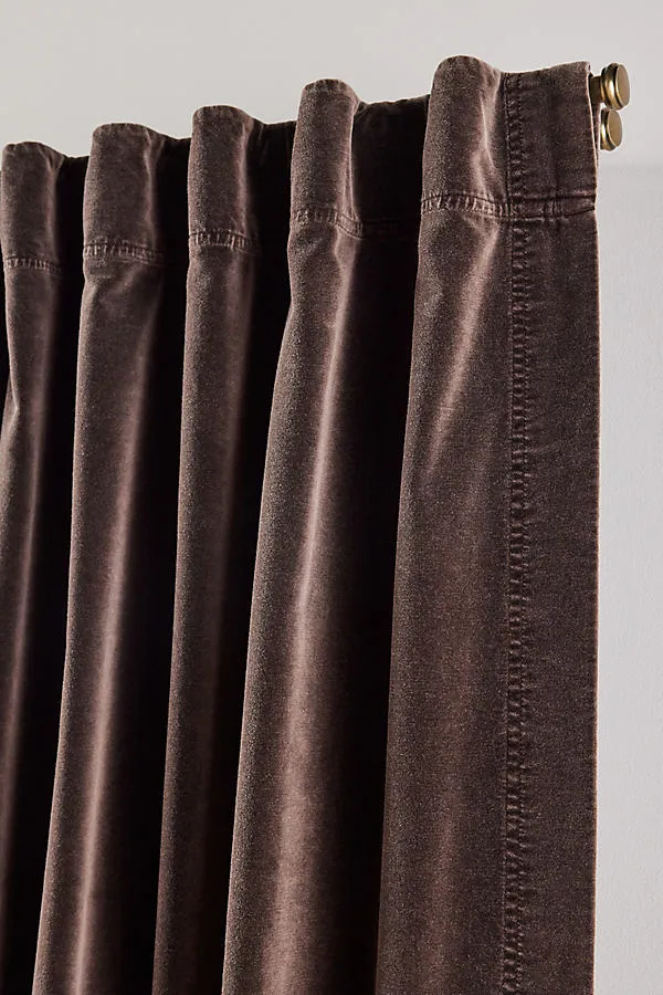 Trova Light Filtering Velvet Curtain - Brown, Cotton product