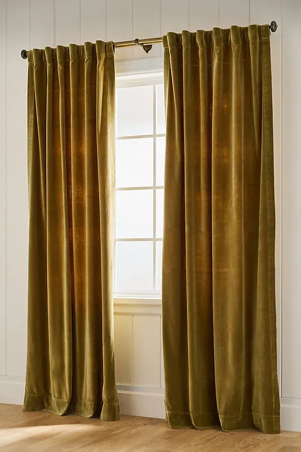 Trova Light Filtering Velvet Curtain - Cotton by Anthropologie