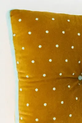 Trova Velvet Polka Dot Cushion - Yellow, Cotton alternate view