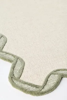 Tufted Wool Scalloped Border Rug - Green product