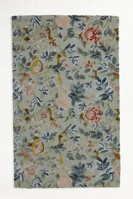 Tufted Wool-Viscose Painterly Floral Rug 2x3 - Green product