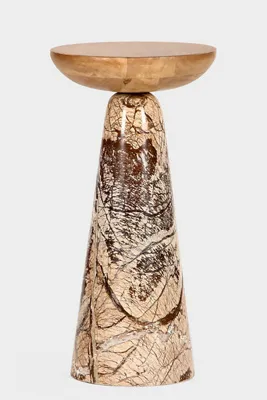 Twin Marble Round Drink Table - Beige by Anthropologie, image 2