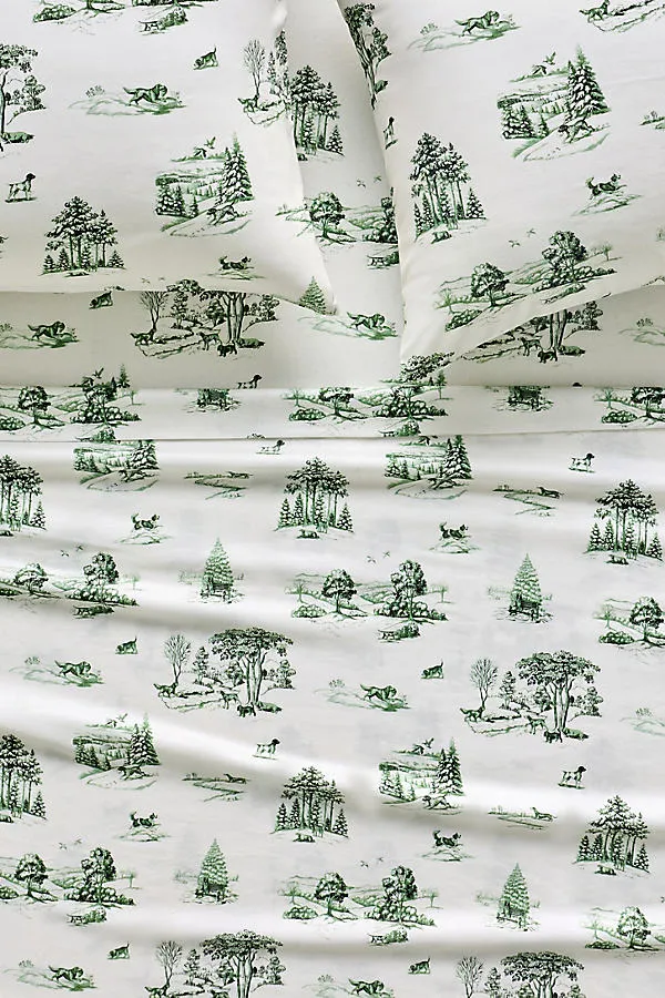 Twin Printed Sheet Set - Green, Cotton Modal by Anthropologie