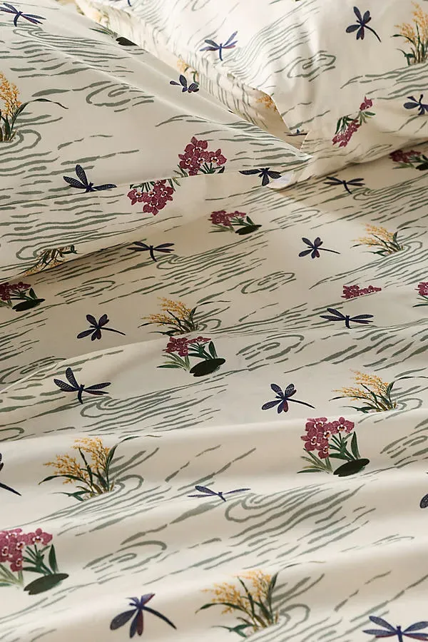 Twin Size Printed Sheet Set - Beige, Organic Cotton Percale by Anthropologie, image 2