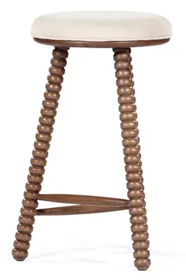 Twist Linen Counter Stool - Brown, Cotton/Linen by Anthropologie, alternate view