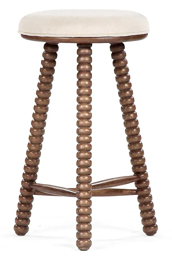 Twist Linen Counter Stool - Brown, Cotton/Linen by Anthropologie