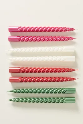 Twisted Pearlized Taper Candles Set of 2 - Green, Paraffin Wax by Anthropologie, image 2