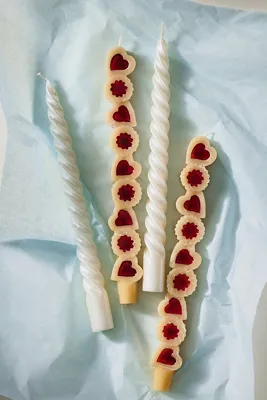 Twisted Pearlized Taper Candles Set of 2 - White, Paraffin Wax by Anthropologie, image 2