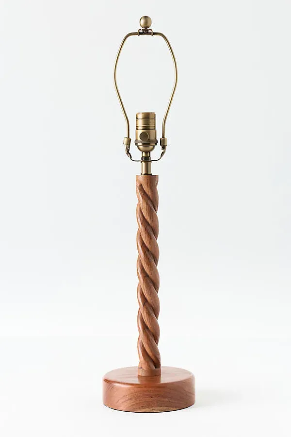 Twisted Wood Table Lamp Base - Brown, Acacia by Anthropologie