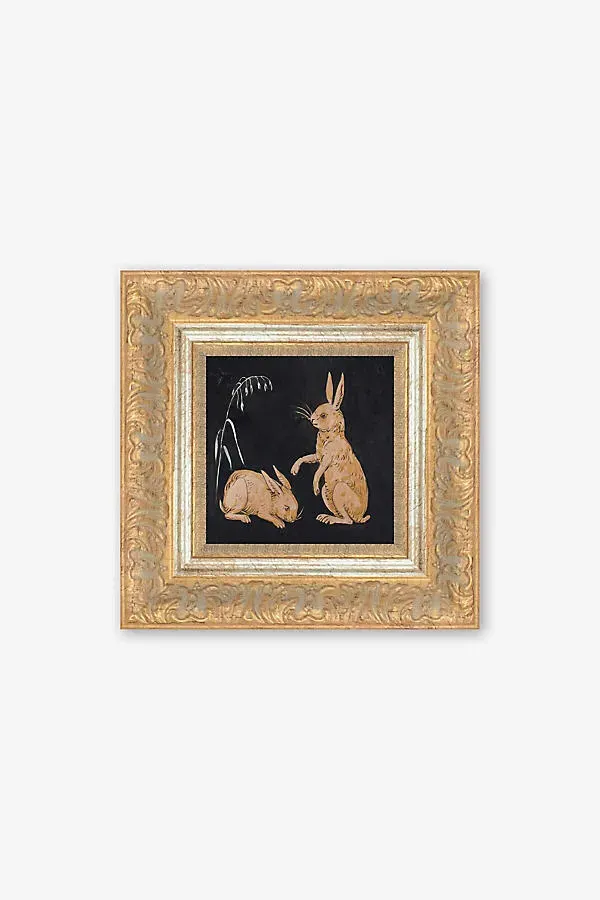 Two Hares on Black Wall Art - Recycled Polystyrene product