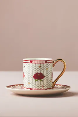 Valentine Bistro Tile Espresso Cup & Saucer - Pink product