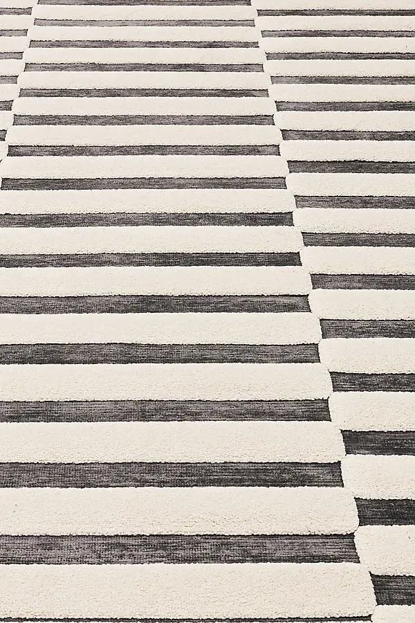 Valley Machine-Carved High-Low Pile Rug - Charcoal & Ivory, Polyester product