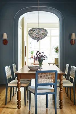 Veka Orion Dining Chair - Blue, Linen Blend by Anthropologie, alternate view