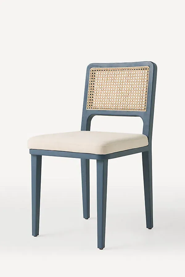 Veka Orion Dining Chair - Blue, Linen Blend by Anthropologie