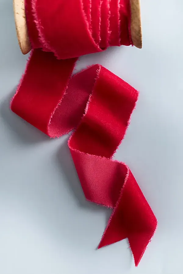 Velvet Decorating Ribbon - Pink, Polyester by Anthropologie