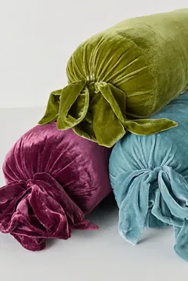Velvet Tie Bolster Cushion - Rayon, Nylon alternate view
